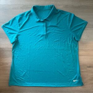 Nike womens golf plus size dri-fit victory polo size xxl denim tourquoise/white